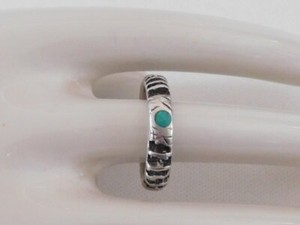 Vtg Sterling Silver Inlay Turquoise Dot "AR" Crafted Ring Sz 11