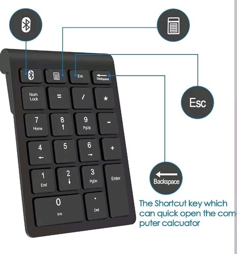 Foloda Wireless Number Pads, Numeric Keypad Numpad 22 Keys Portable 2.4 GHz . - Zdjęcie 6 z 7