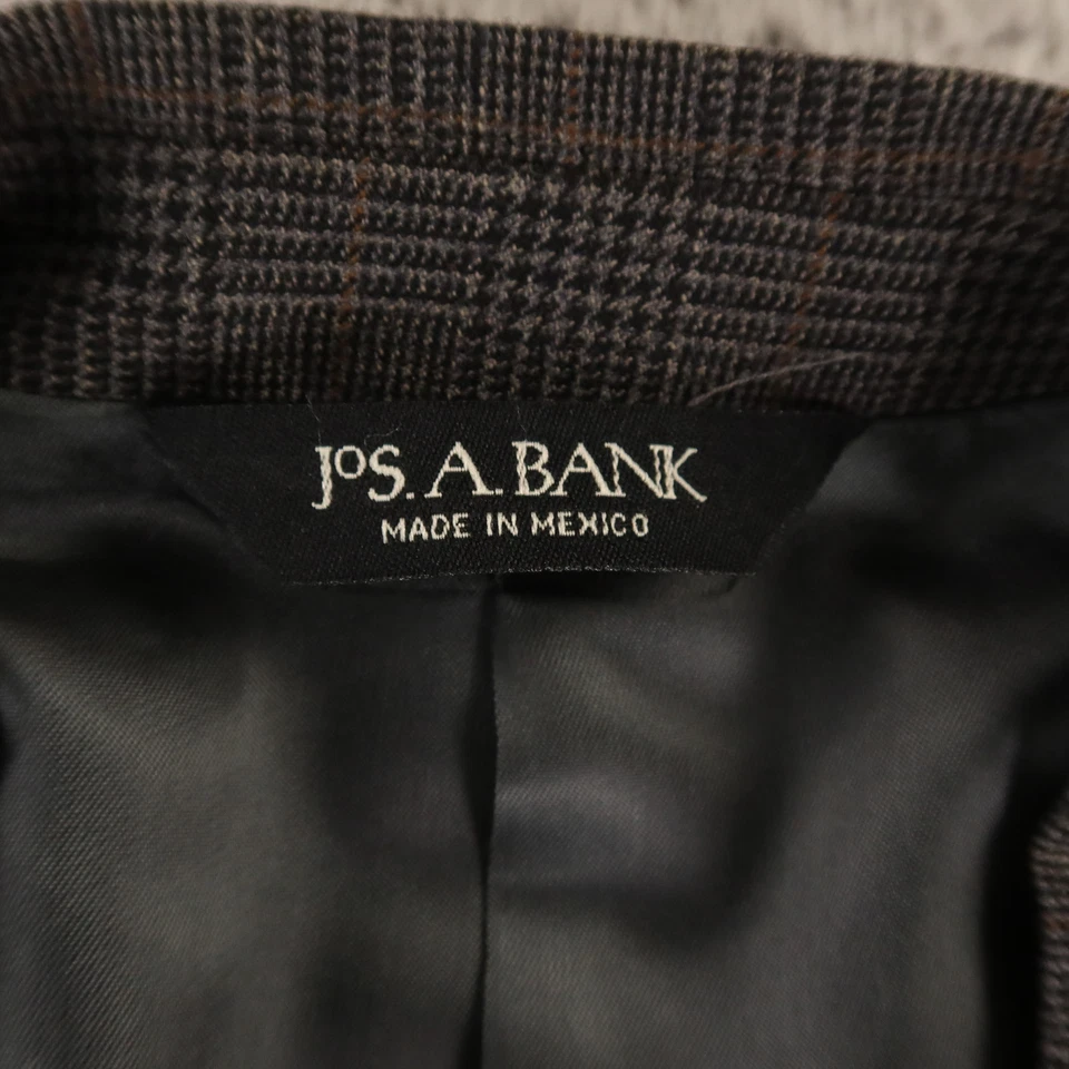 Jos A Bank Jacket L LT Gray Prince of Wales Check 100% Wool Cashmere Blazer 44L - Image 3 of 4