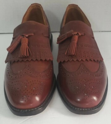 Allen Edmonds Colfax Brown Leather Kilt Tassel Wingtip Loafer Shoe Mens 11.5 AAA Vintage Allen Edmonds Woodstock Tan Kiltie Tassel Loafers  main image 2