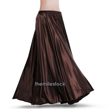 TMS Kaffee Satin Vollkreisrock Bauchtanz Tribal Jupe Rock Flamenco Lang