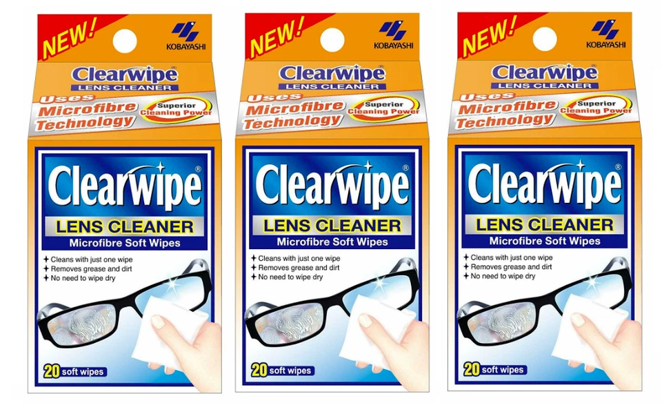 Clearwipe Lens Cleaner Microfibre Soft Wipes Pre Moistened Wipes 60 Wipes Total