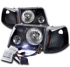 93-97 Ford Ranger Black Head Lightsprojector Fog Lamps Wcorner Signal10k Hid