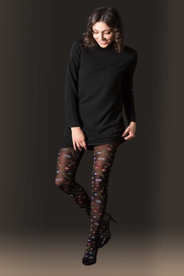 Weiche Strumpfhosen Klassiker mit Floralem Muster FLEURS 80DEN