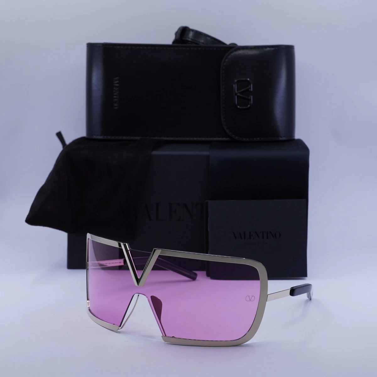 Valentino Garavani V-Quattro Nude-Pink (VLS 109) Rectangular Sunglasses (0412) Valentino Pink Sunglasses for Women for sale | eBay main image 2