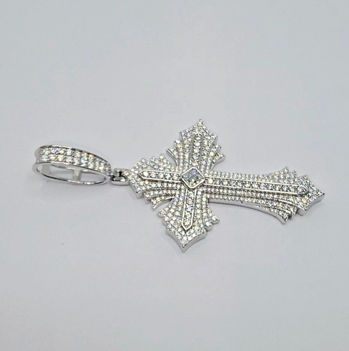 925 MOISSANITE DVVS1 CROSS HEART PENDANT HIP HOP - Picture 48 of 54