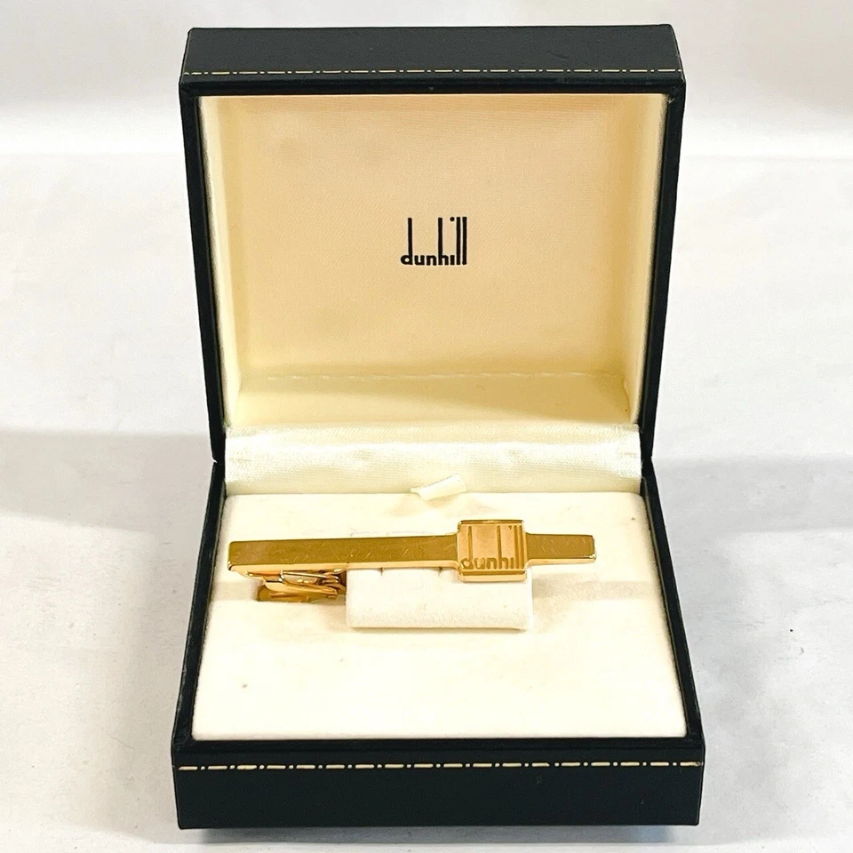 Clip de corbata Dunhill tono dorado con caja original - accesorio elegante y regalo de lujo Foto 2 de 4
