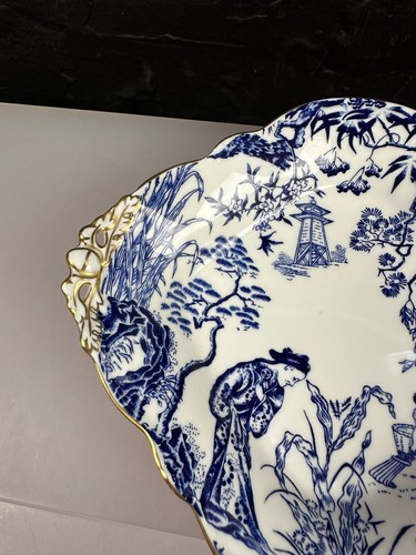 Royal Crown Derby Blue Mikado Footed Acorn Handle Dish 8.75" XXXIX 1976 1st - Picture 4 of 8