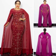 Evening Rhinestone Sequins Plus Size Dress Women Bodycon Mermaid Gown Wedding