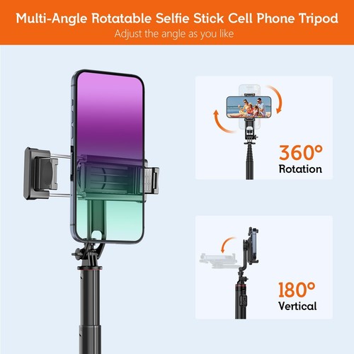 Treppiede Selfie Stick con telecomando - supporto telefono portatile 130 cm per iPhone e Androi - Foto 7 di 7