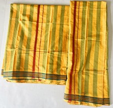 Yellow Pure Cotton Dhoti with Angavastram Set from Sambhalpur with Thread Work