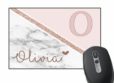 Personalisierte INITIALEN Mauspad Name Marmor Glitzer PC Laptop Computer Zimmer