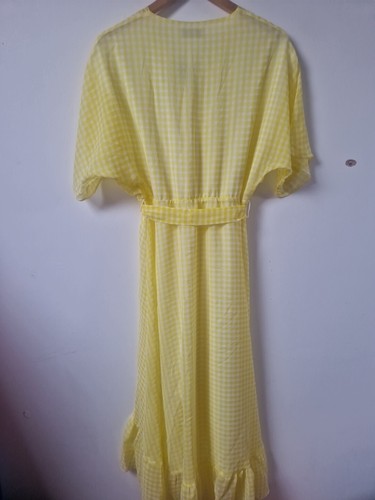 Wallis Petite Gingham Check Floaty Long Batwing Hem Summer Dress Size 10 - Picture 7 of 9