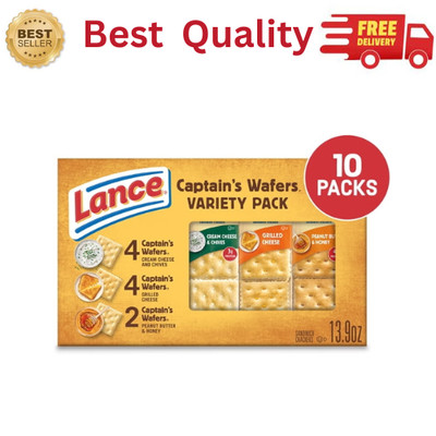 Lance Captain's Wafers Sandwich Crackers Variety Pack 10 Packs Snack Box