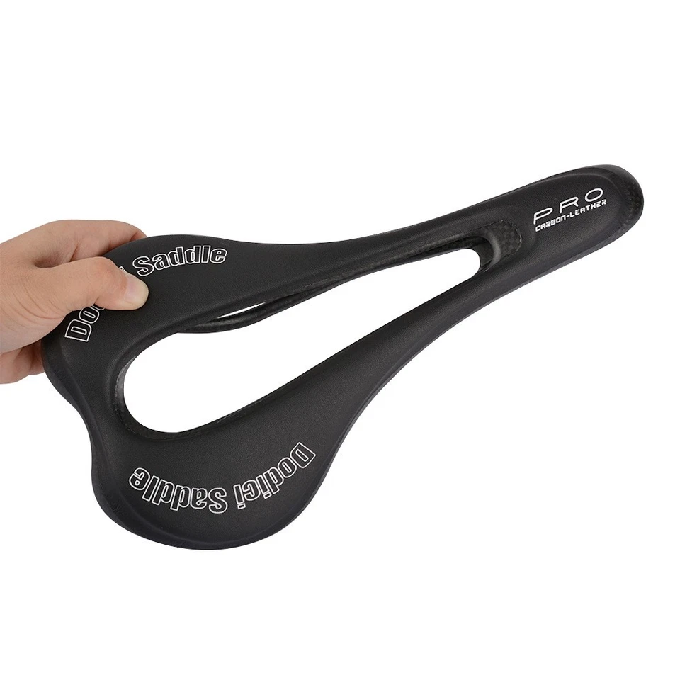 Sillín de bicicleta de cuero de carbono + EVA para carreras asiento de bicicleta de montaña 270 * 143 mm 125 g Foto 2 de 4
