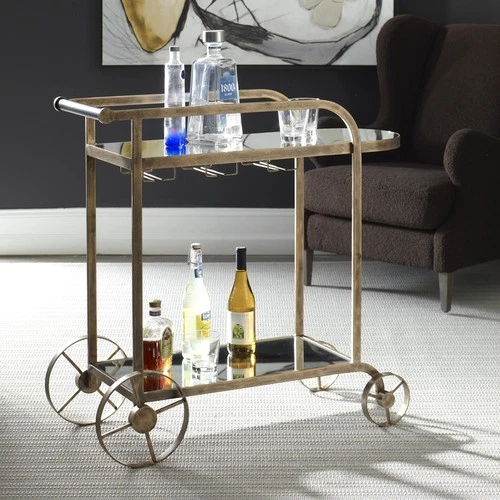 Uttermost 50016 Carrinho 38"W Metal Bar Cart - Brass - Picture 2 of 6