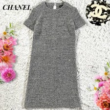 CHANEL Cotton Tweed Dress M Black White Spring 2018 Elegant Authentic
