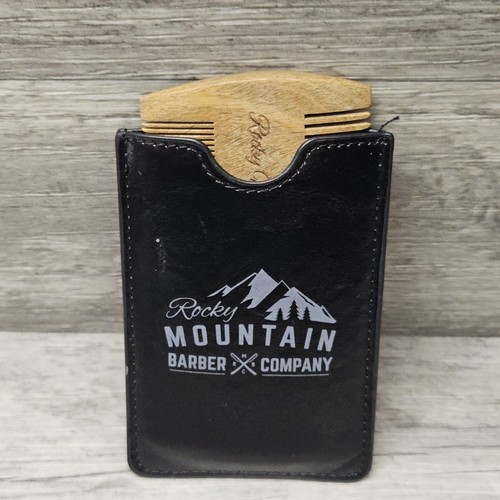 Rocky Mountain Barber Sandalwood Contoured Beard Comb w/ Carrying Case EUC