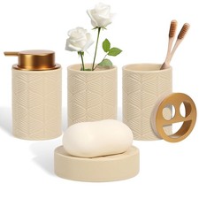Ceramic Bathroom Accessories Set 4 Pcs-Includes Lotion Soap Dispenser Toothbru