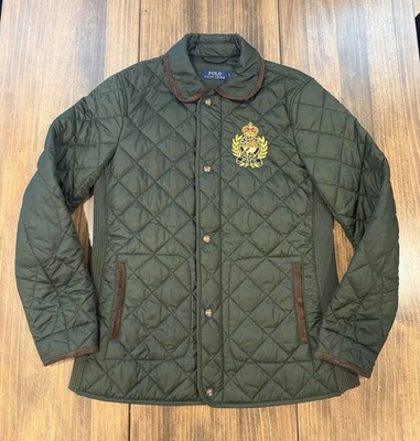 Polo Ralph Lauren Hunter Green Crest Logo Quilted Jacket Womens Size Medium RARE