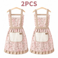 2Pcs New Canvas Kitchen Apron for Women, Oil-Proof  Stain-Resistant, Adjustable