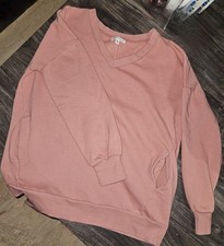 Zenana Outfitters Women's Crew Neck Sweatshirt Coral With Pockets