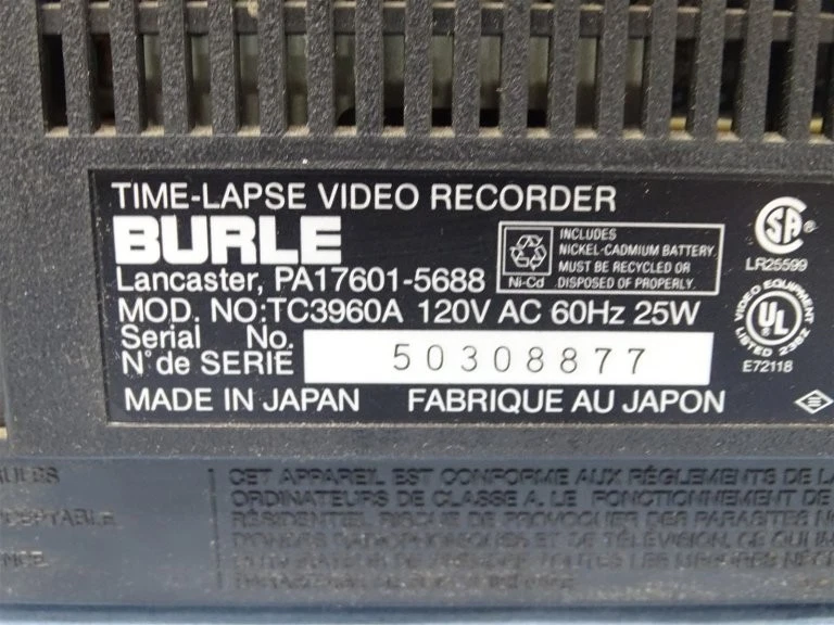 BURLE TC3960A TIME-LAPSE VIDEO RECORDER (58211 - USED) - Image 2 of 3