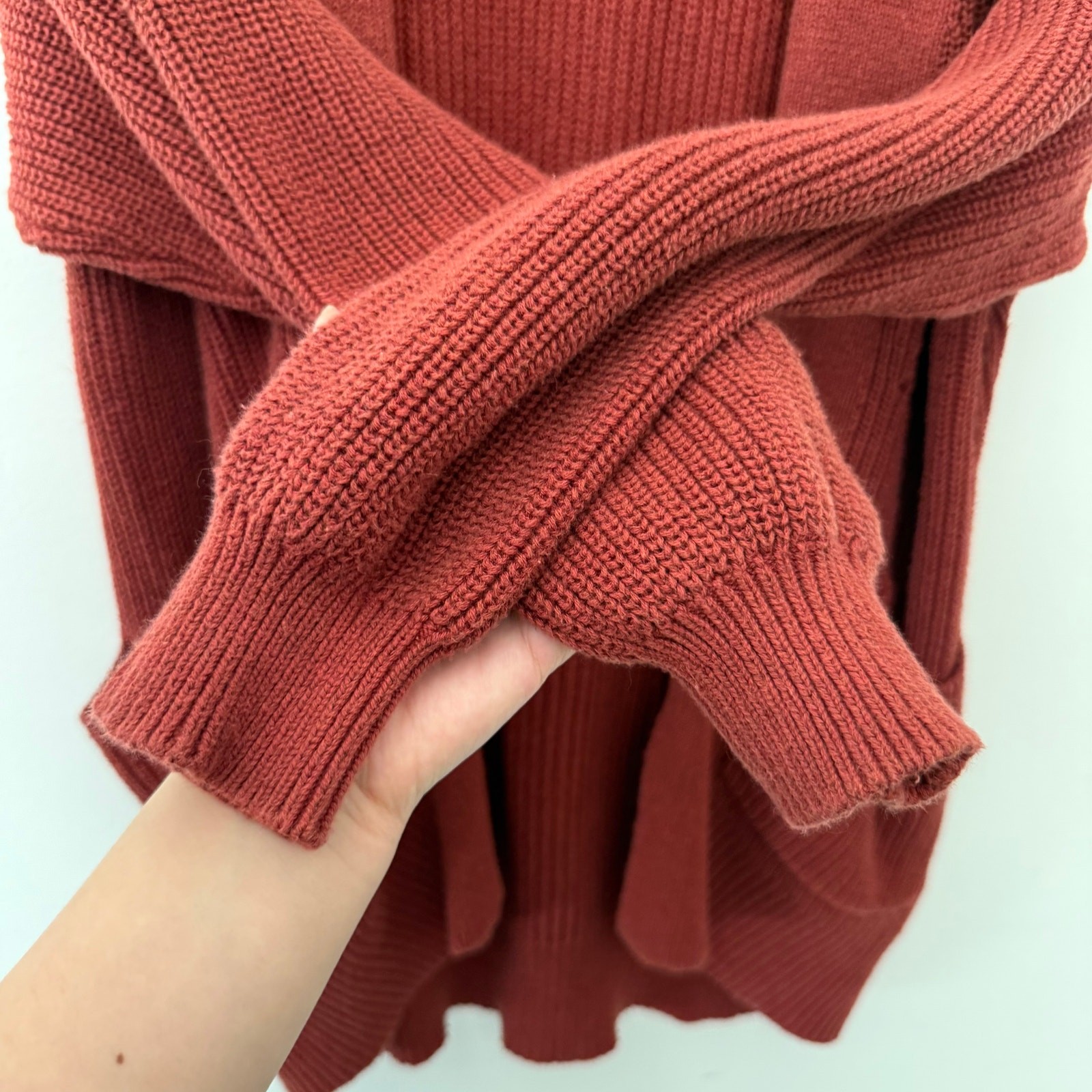 Universal Thread Rust Red Open Knit Long Oversize… - image 5