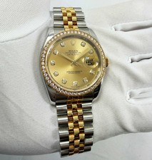 Rolex Datejust 36 116243 36MM Champagne Diamond Dial Bezel 18K Yg Two-Tone