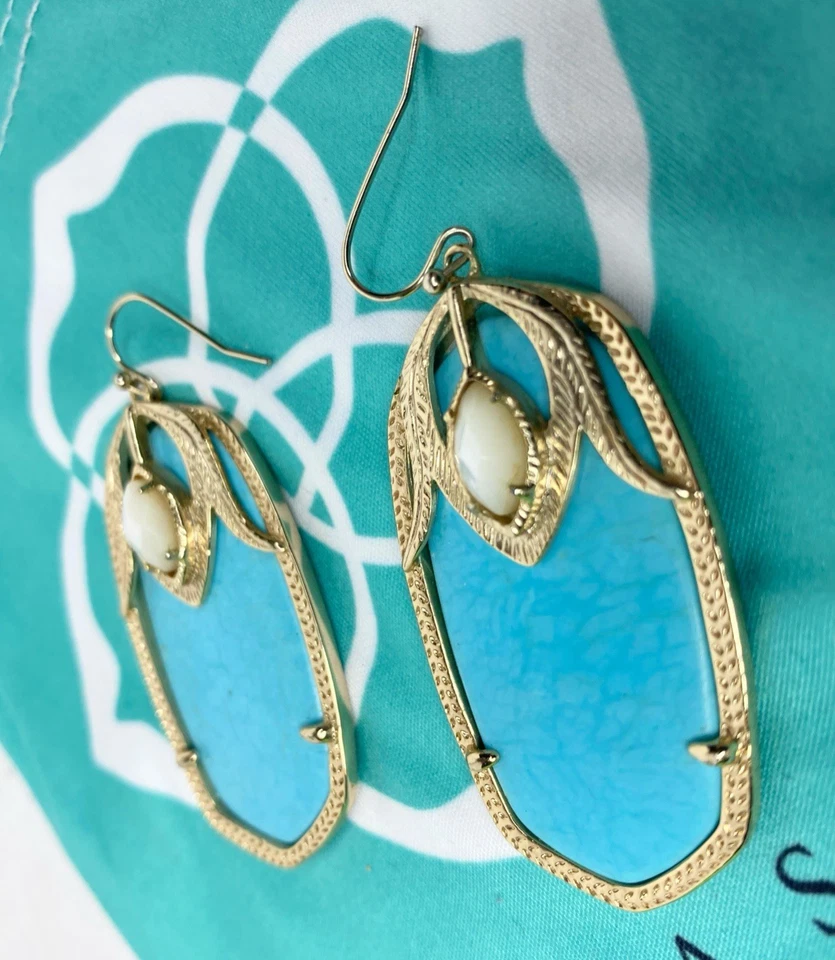 Pendientes Darby Kendra Scott Vintage Tono Dorado Y Turquesa/Blanco Foto 4 de 4