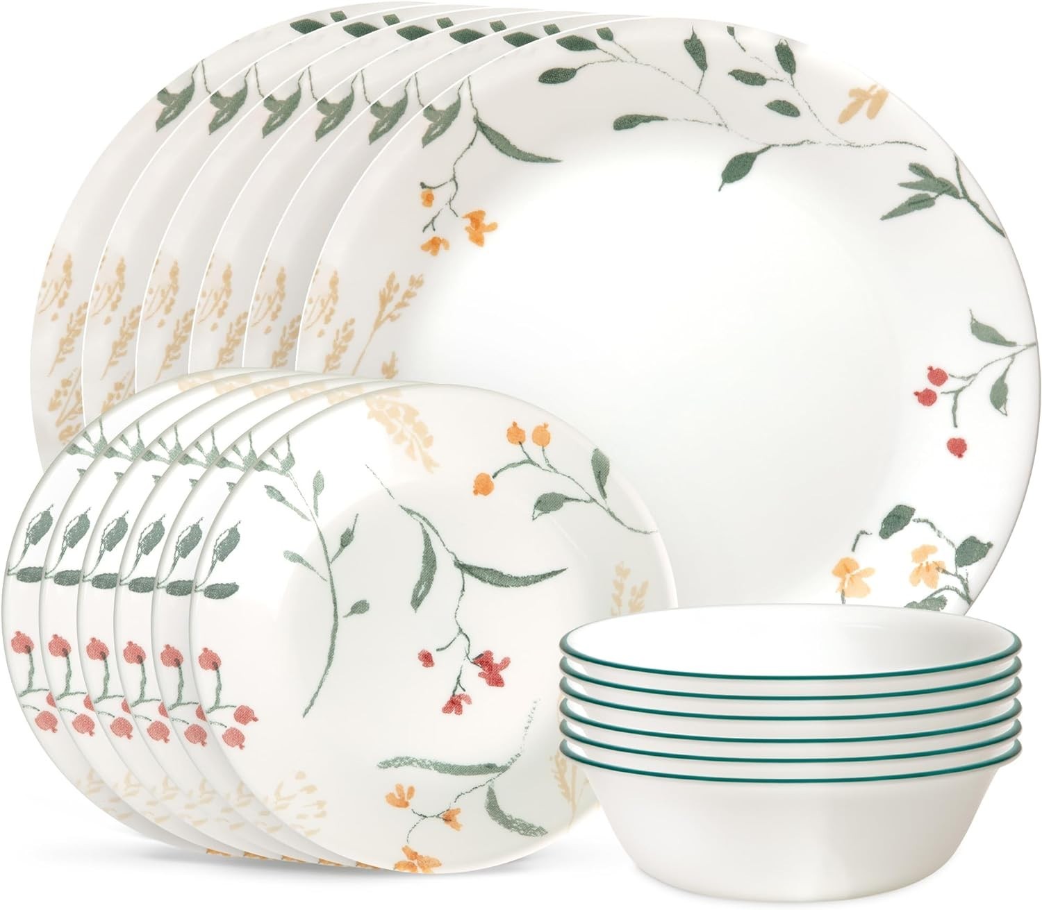 Service For 6 Wildflower Glass Plates Bowl