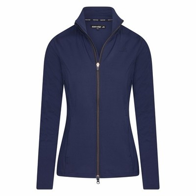 Euro-Star Women's Long Sleeve Zip Up Sweater Navy