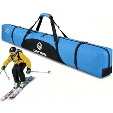 Padded Ski Bag for Air Travel, Fully Single Ski Travel Bags with 170cm Blue
