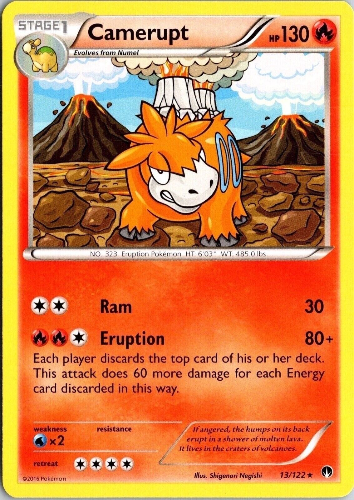 Camerupt BreakPoint 13/122 Rare Non Holo 2016 Pokemon Card TCG CCG