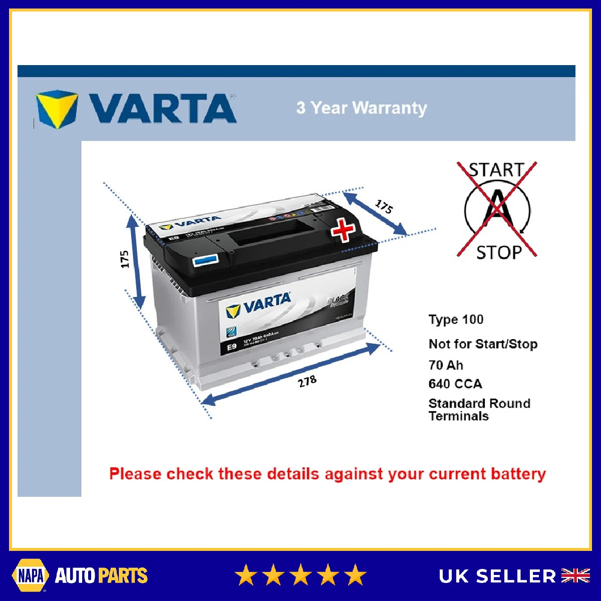 Battery fits LOTUS EVORA ELISE ESPRIT EXIGE 3 ELEVEN 1.8 2.2 3.5 1990 on 100 New