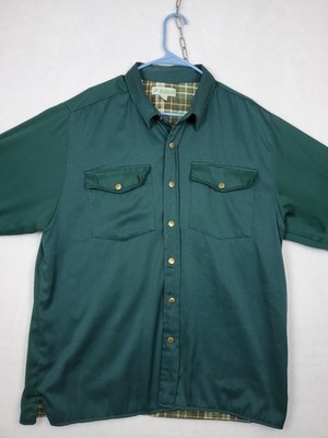 Haband Double Flap Pocket Lined Plaid Flannel Shirt Mens L Swaziland Snap Close