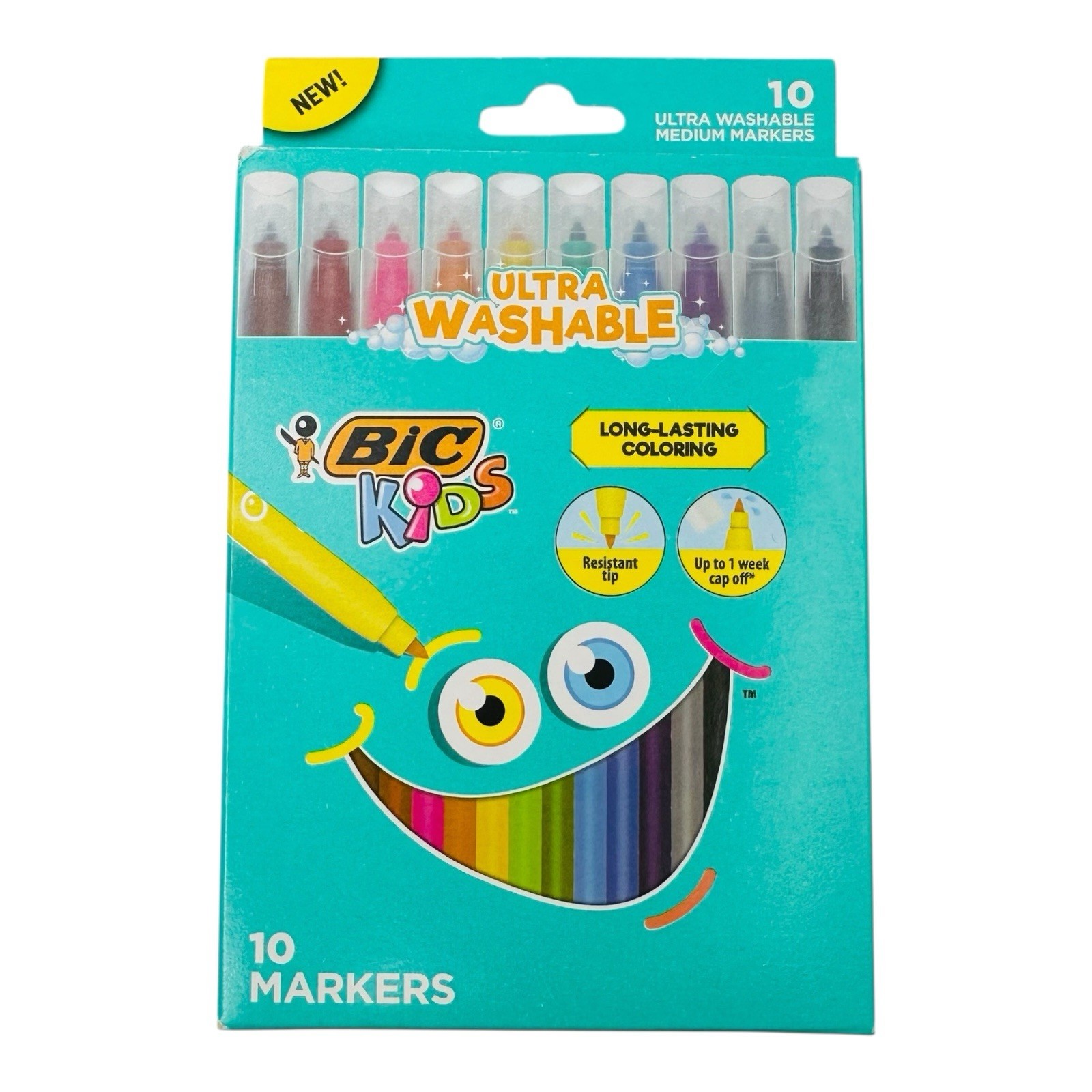 10 Markers BIC Kids Ultra Washable Medium Markers Assorted Colors