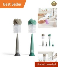 Sponge Bottle Brush Set with Upright Stand - Grey/Sage, 2 Count for Modern Moms