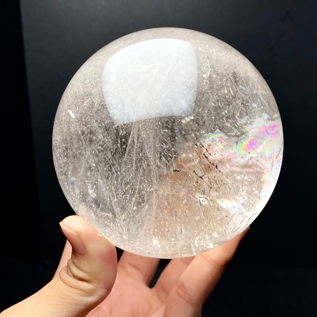 84.5mm Top Natural Clear Quartz Ball rainbow Balls Crystal Sphere Healing 1.89LB