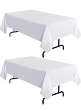 White Tablecloth 60x102 Set Of 2 Wedding Party Event Rectangular Stain Resist