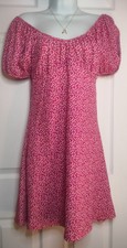 Primark Pink Floral Mini Dress UK S Puff Sleeve Cottagecore Summer holiday 