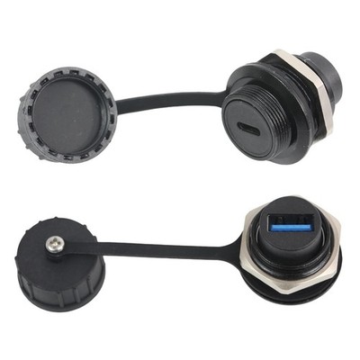 2 PCS Waterproof USB C To USB 3.0 Adapter Female To Female Panel Mount
