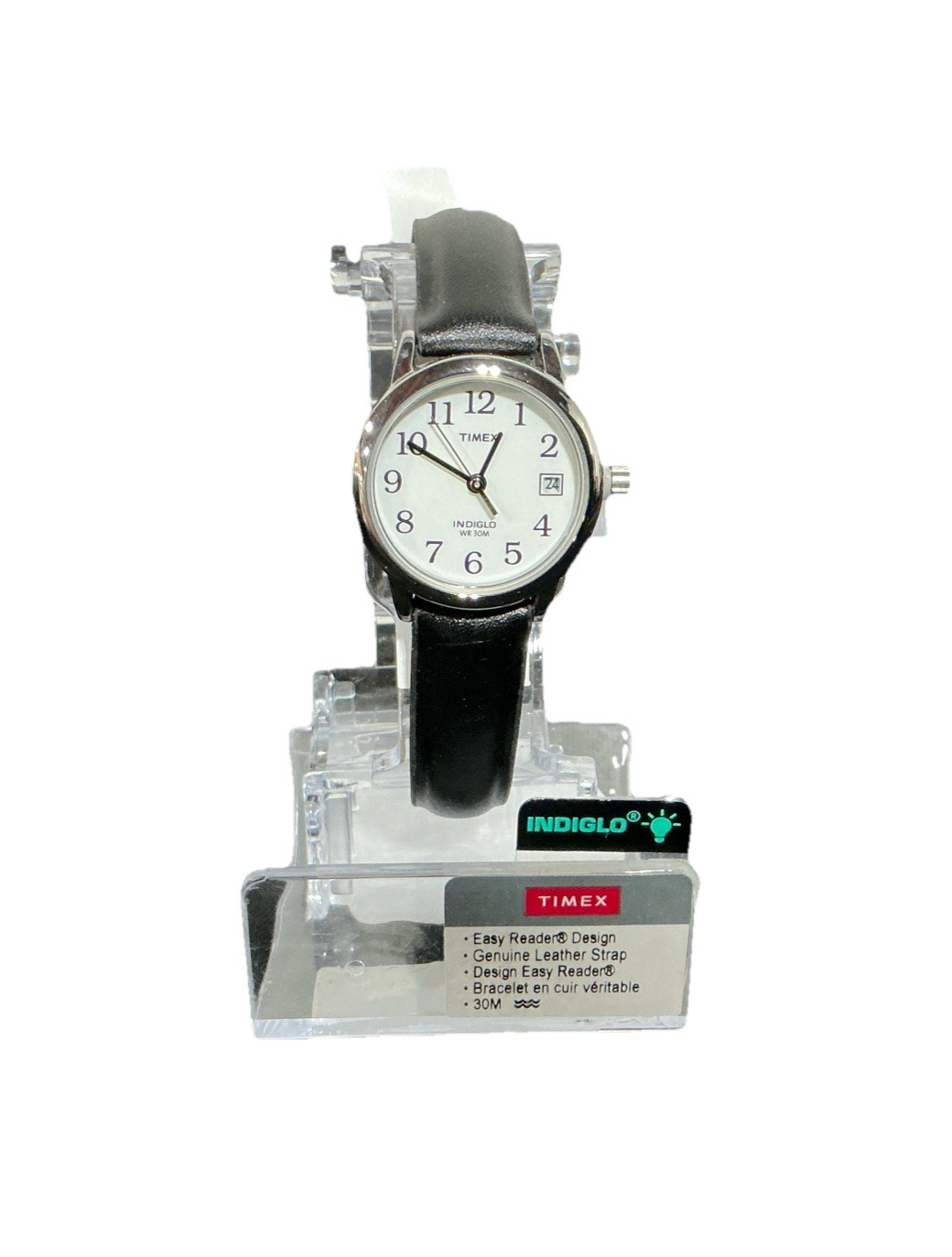 Timex Easy Reader Watch Women Indigo  T2H331 Silver Tone Date