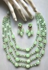 Vtg W. Germany 4 Strand Beaded Necklace & Cluster Earrings Glass Lucite Beads — photo 1