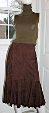 VTG Ralph Lauren Suede Skirt Green Label Collection Bison Brown Lined Sz 12 NWT