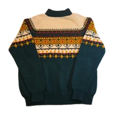 Vintage Emerald Green Richman Brothers Nordic Ski Sweater - Size L