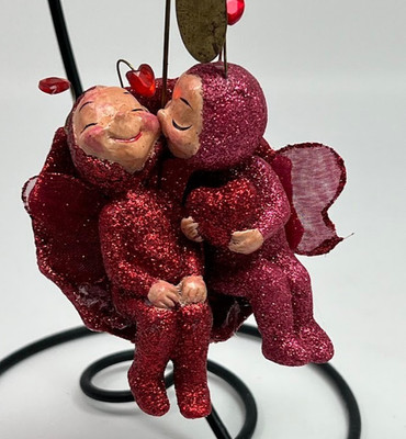 Vintage Katherine s Collection Valentine Love Bug Couple Glitter Pixie Ornament