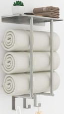 for Bathroom Wall Mounted Bethom Towel Rack with Shelf 3 Hooks Brushed Nickel T