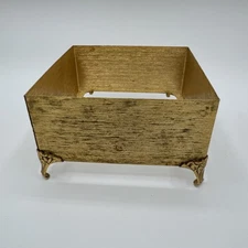 Vintage Hollywowod Regency Style Gold-Tone Metal Square Tissue Box Holder