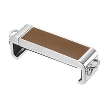 Metal Phone Clip, Coffee Leather Mobile Phone Back Clamp, Silver